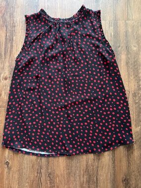 LOFT Women’s Navy Sleeveless Polka Dot Camisole with Red Dots